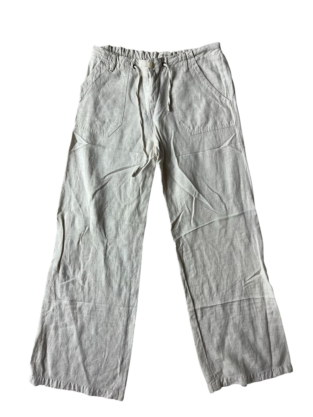 JUST LIVING LINEN BLEND CREAM PULL ON PANTS WOMENS SMALL